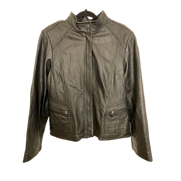 a.n.a Jackets & Blazers - A.N.A. Black Lamb skin Leather Moto Jacket Women’s Size XL